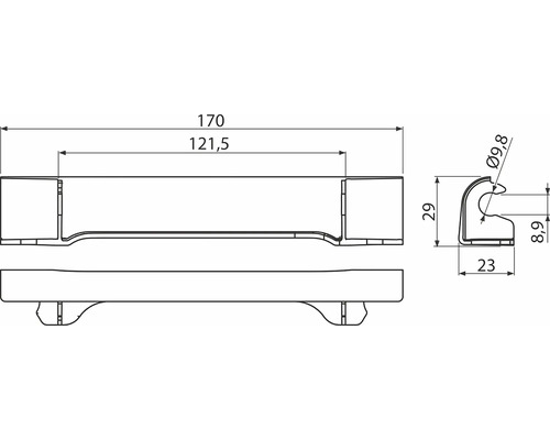 Technický nákres s rozmermi produktu.
