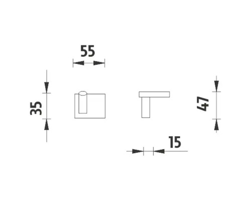 Technický nákres nástenného háčika s rozmermi