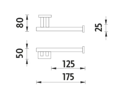 Technický nákres držiaka na uteráky s rozmermi