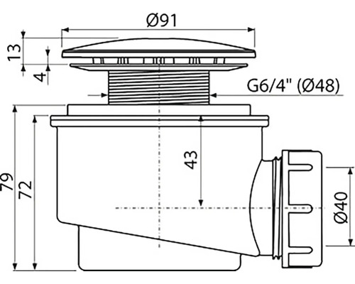Technický výkres výpustného ventilu s rozmermi