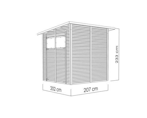 Záhradná búda s rozmermi 202 x 207 x 233 centimetrov