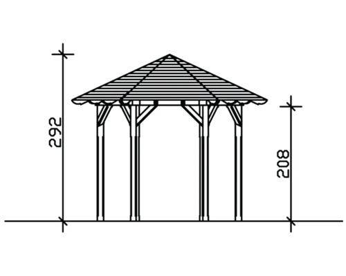Výkres altánku s údajmi o výške