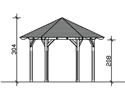 Technický nákres záhradného altánku s rozmermi