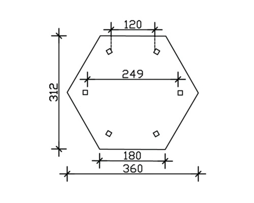 Technický nákres šesťhrannej dosky s rozmermi