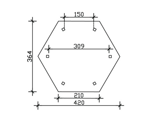 Technický nákres šesťhrannej dosky s rozmermi