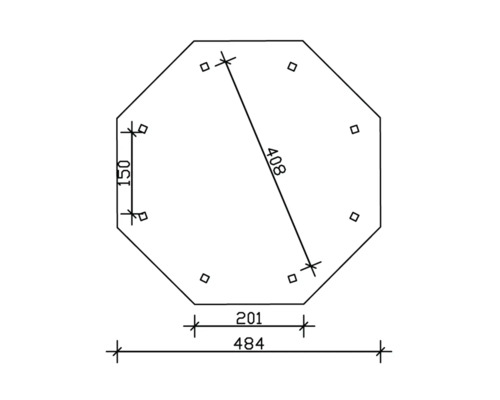 Technický výkres osemuholníkovej terasovej dosky s rozmermi