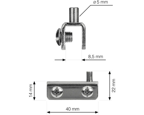Nákres nábytkového kovania s rozmermi