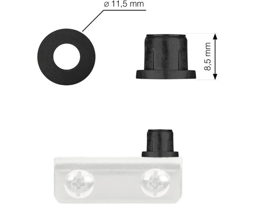 Puzdro závesu s rozmermi 11,5 mm v priemere a 8,5 mm na výšku