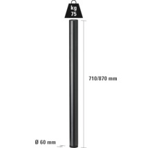 Stĺpik s priemerom 60 mm, dĺžkou 710/870 mm a nosnosťou 75 kilogramov