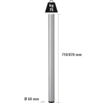 Nastaviteľná noha stola, výška 710 až 870 mm, priemer 60 mm, nosnosť 75 kg