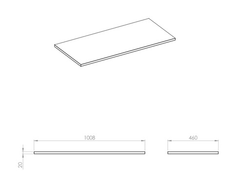 Nákres pracovnej dosky s rozmermi