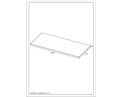 Technický nákres pracovnej dosky s rozmermi