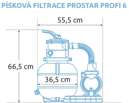 Obrázok pieskovej filtrácie ProStar Profi 6 s rozmermi