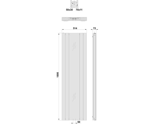 Technický nákres sprchovej steny s rozmermi