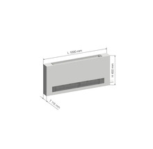 Konvektor kúrenia s rozmermi dĺžka 1000 mm, výška 450 mm a hĺbka 115 mm.