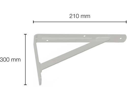 Oceľová polica konzola, 210 mm x 300 mm