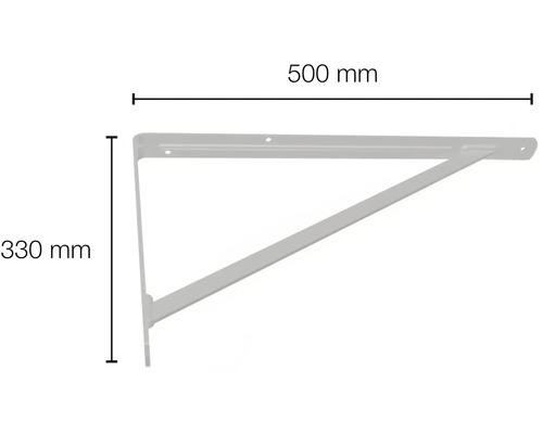 Policový uholník s rozmermi 500 mm x 330 mm