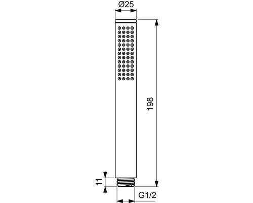 Technický nákres ručnej sprchy s rozmermi