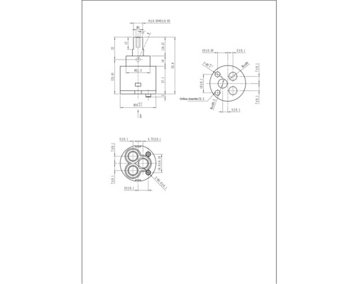 Technický nákres ventilu s rozmermi