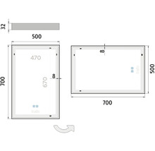 LED zrkadlo do kúpeľne s osvetlením Nimco ZP 13000 50 x 70 cm IP 44