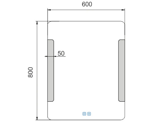 Technický nákres zrkadla s rozmermi 600 x 800 milimetrov