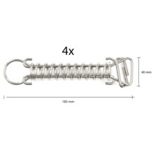 Štyri kusy pružinových kolíkov, dĺžka 185 mm a šírka 40 mm