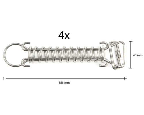 Štyri kusy pružinových kolíkov, dĺžka 185 mm a šírka 40 mm