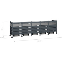 Kontejnerový box pre tri smetné nádoby, výška 120 centimetrov, hĺbka 90 centimetrov, šírka 410 centimetrov