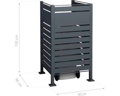 Kryt na smetné nádoby z hliníka, 90 x 90 x 150 cm