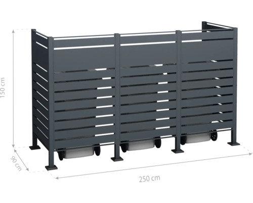 Box na smetné nádoby s rozmermi 250 x 150 x 90 centimetrov