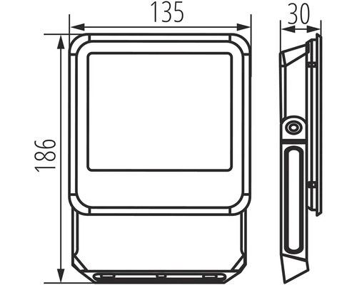 Technický výkres reflektora s rozmermi