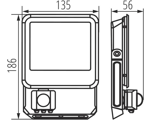 Technický nákres vonkajšej lampy s rozmermi