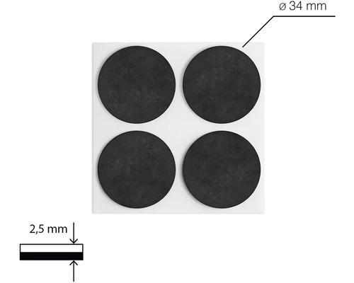 Štyri klzáky na nábytok, priemer 34 milimetrov