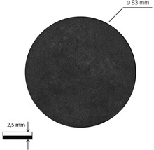 Okrúhly krycí disk s priemerom 83 milimetrov a hrúbkou 2,5 milimetra
