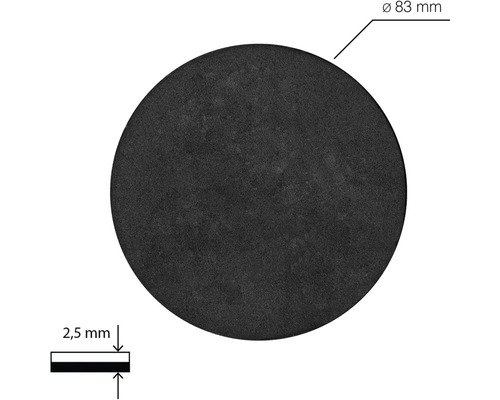 Okrúhly krycí disk s priemerom 83 milimetrov a hrúbkou 2,5 milimetra