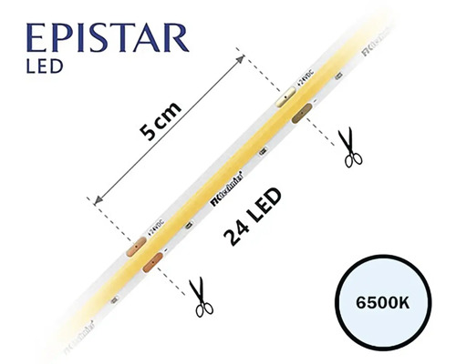 LED pásik Epistar, možno skrátiť každých 5 cm, 24 LED, 6500 Kelvinov