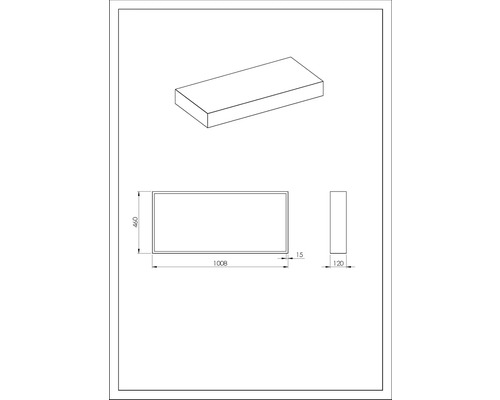 Technický nákres kúpeľňovej police s rozmermi