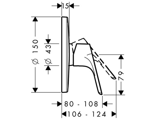 Technický nákres armatúry s rozmermi