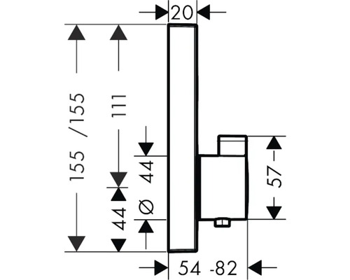 Technický nákres držiaka na uteráky s rozmermi