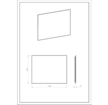 Technický nákres zrkadla s rozmermi 1000 x 800 x 29 mm.