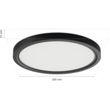 Obrázok okrúhleho stropného svietidla s priemerom 300 mm a výškou 31 mm