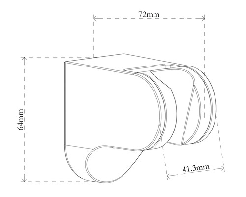 Technický nákres držiaka sprchovej hlavice s rozmermi