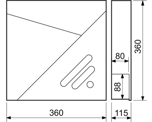 Technický nákres skrine s rozmermi