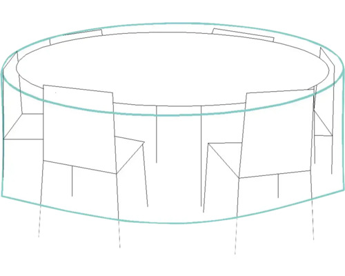 Nákres záhradného stola so stoličkami a krytom