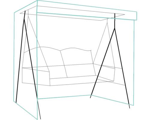 Nákres záhradnej hojdačky so strechou