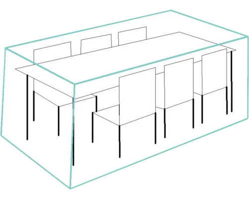 Ilustrácia jedálenského stola so stoličkami pod krytom