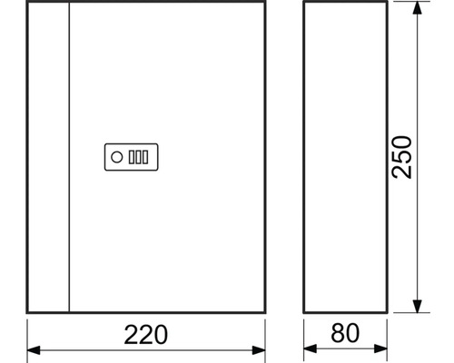 Rozmery trezoru na kľúče: 220 x 250 x 80 milimetrov