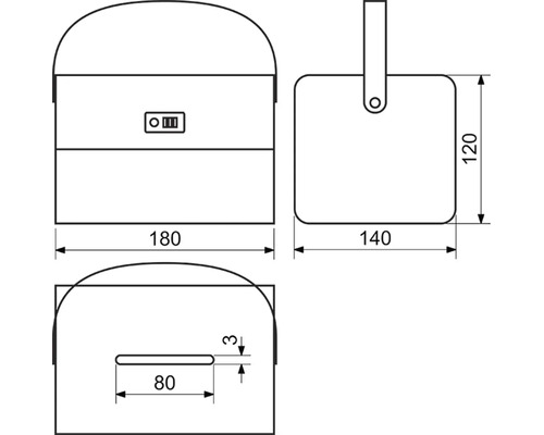 Technický nákres UV vytvrdzovača nechtov s rozmermi