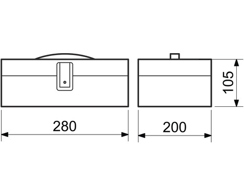 Obrázok boxu na náradie s rozmermi 280 x 200 x 105 mm