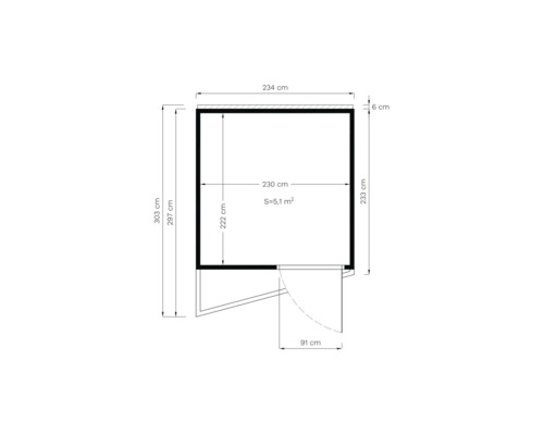 Ilustrácia s rozmermi pre záhradný domček